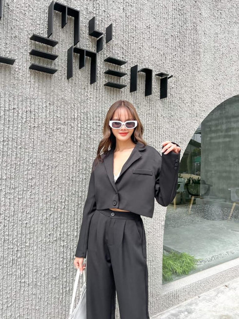 WYNN Two Piece Cropped Coat with Wide Leg Trouser